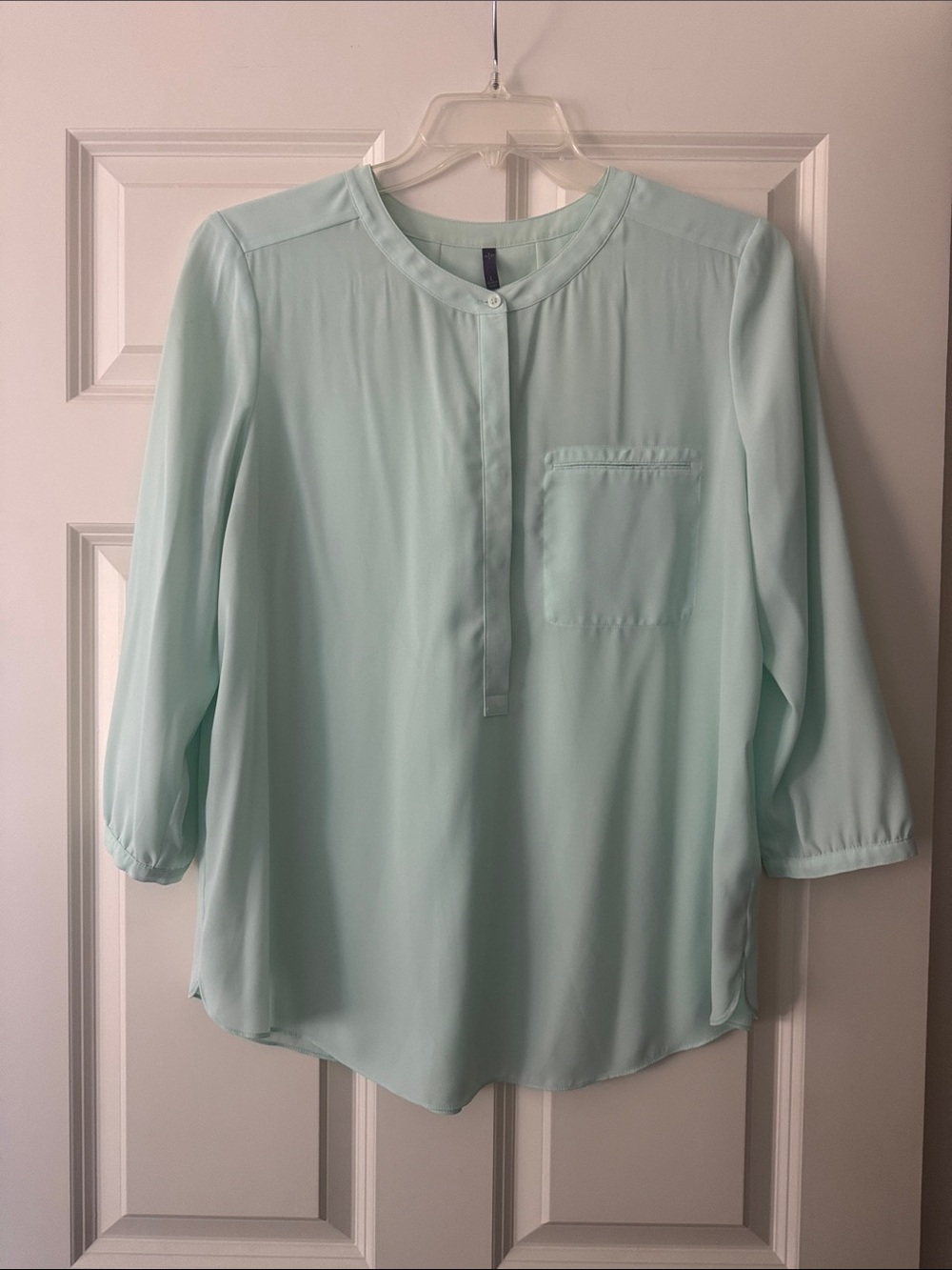 NYDJ Light Mint Button Front Blouse size L